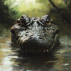 Fototapeta premium crocodile's head in the water