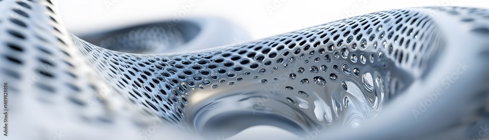 Poster abstract design of a perforated metallic form
