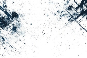 Obraz premium Abstract textured design with dark strokes and speckles on a white background