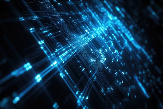 Abstract digital network of glowing lines and data - Powered by Adobe