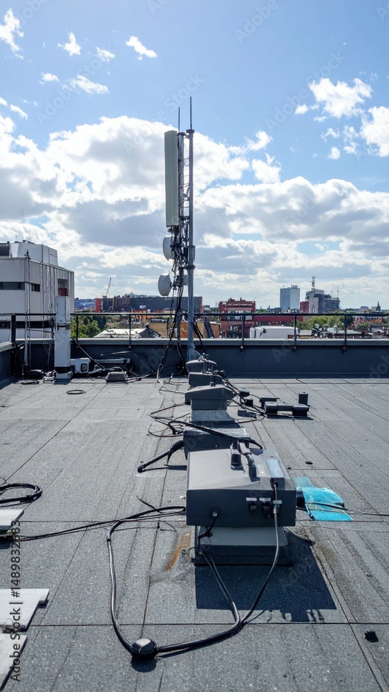 Poster rooftop state of technological integration with gadgets and sensors
