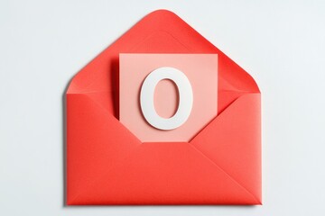 A red envelope holds a pink card with a white number zero