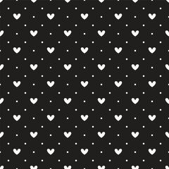 Seamless pattern with hearts. Vector repeating texture. Wavy dotted lines and hearts. Background for Valentine's Day