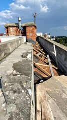 Rooftop in State of Transition Being Transformed for New Purpose