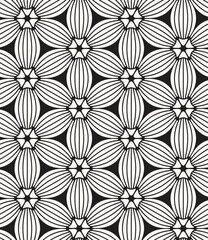 Vector seamless pattern. Stylish modern geometric ornament. Geometric striped background. Striped monochrome stars. Tileable geometric print.