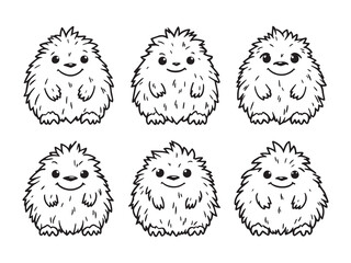 Yeti Fur line art vector illustration