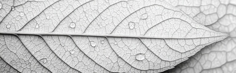 Fototapeta premium Dew Covered Leaf Surface with Visible Plant Texture in a Closeup Nature Photography
