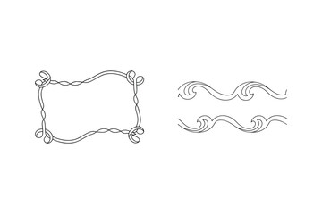 Elegant decorative frame and swirl border elements in a clean black and white style