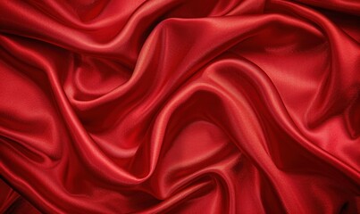 Obraz premium Red silk fabric texture, draped folds, background, design