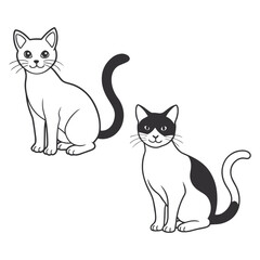 Minimalist Black Cat Cartoon on White Background
