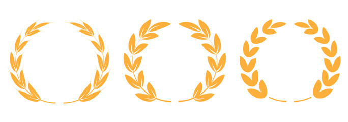 Gold wheat silhouette collection. Wheat or rice icon symbol. 