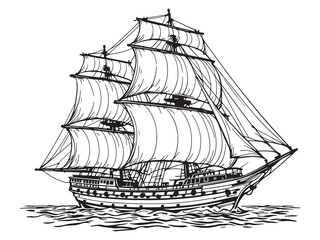 Ship line art illustration