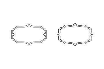 Elegant pair of decorative label frames in simple outline style for design projects