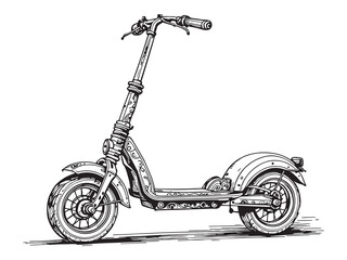 Skate Scooter line art illustration