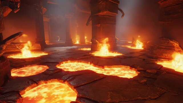 View of hell with frame and lava