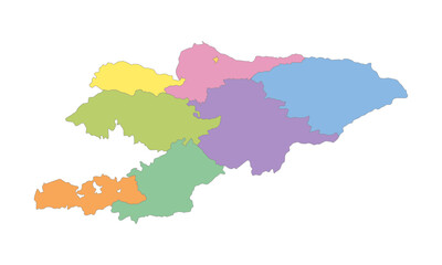 Multicolor Map of Kyrgyzstan with Regions