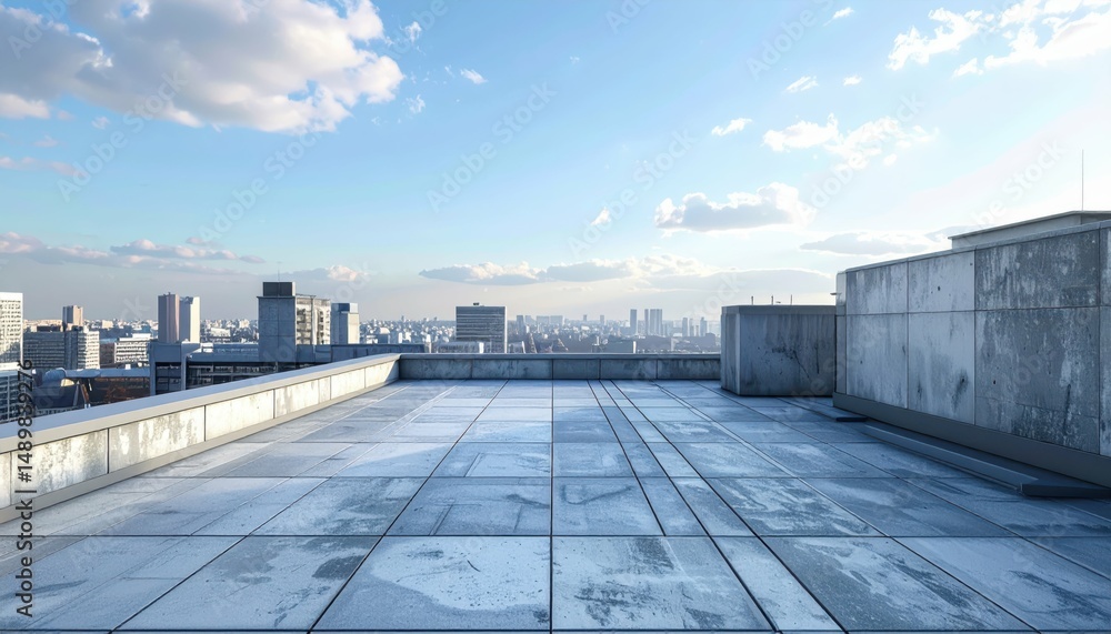 Poster photorealistic rooftop view with sharp details and accurate textures