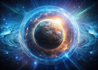 Obraz premium Planet Encased in Cosmic Energy