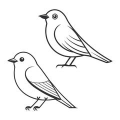 Minimalist Black and White Stylized Bird Line Art
