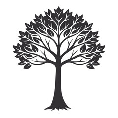 Minimalist Black and White Abstract Tree Silhouette