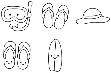 Enjoy summer at beach with fun accessories like snorkel, flip flops, and stylish hat for perfect day