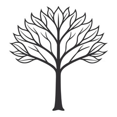 Obraz premium Minimalist Black and White Abstract Tree Silhouette Vector