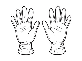Surgical Gloves line art illustration