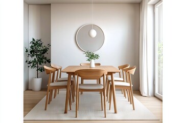 Elegant dining room setup modern home interior design bright environment wide angle minimalist concept
