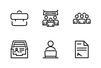 Hiring Process Line Icons. Recruitment, Job Application, Interview, Candidate Selection Vector Set