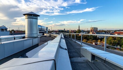 Rooftop View with Leading Lines and Guiding Edges in Urban Landscape