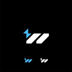 Modern Letter W bolt or W lightning logo concept vector icon