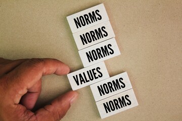 The words NORMS and VALUES. selected values. Norms refer to behavior and attitudes which are...