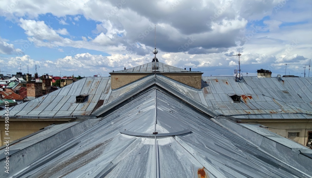 Poster rooftop view with gathering points and significant features