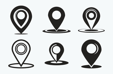 Map marker icon, Location pin silhouette, Travel destination graphic
