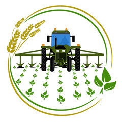 tractor loosens the soil. soil cultivation. illustration, tractor with cultivator loosens the soil
