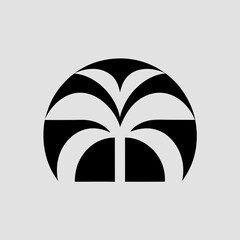Abstract black palm tree logo design element on white