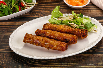 Fried Vietnamese spring roll with special sauce