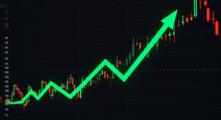 A green arrow is on a black background