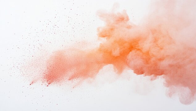 Peachy powder explosion against white