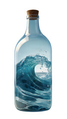 “A glass bottle with ocean wave inside