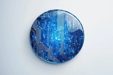 Circular circuit board, encased in glass