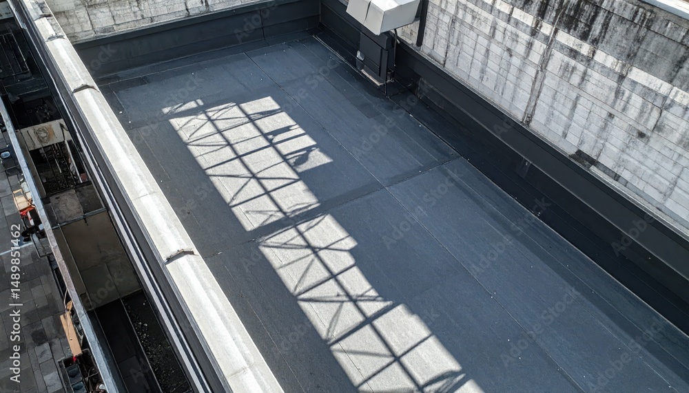 Poster intricate patterns of shadows on a rooftop surface