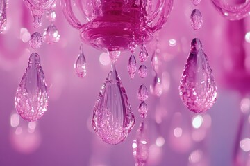 Crystal teardrop chandelier,  deep magenta