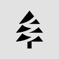 Obraz premium Professional geometric black pine tree icon transparent background
