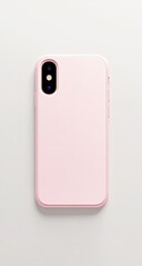 A pale pink smartphone case, top-down view