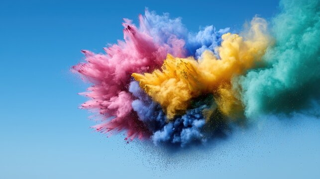 A colorful explosion of smoke and fire in the sky