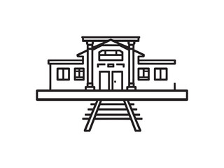 Train Station line art illustration