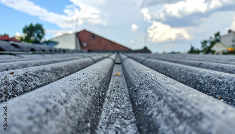 Poster focused view of the lowest point on a roof with texture and detail