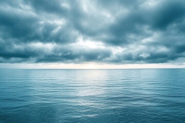Obraz premium Moody seascape Stormy sky meets calm water