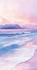 Pastel beach scene at dawn or dusk